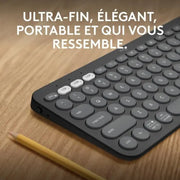 Clavier sans fil Logitech Pebble Keys 2 K380s – Graphite — vue 2 — Connecto.ma