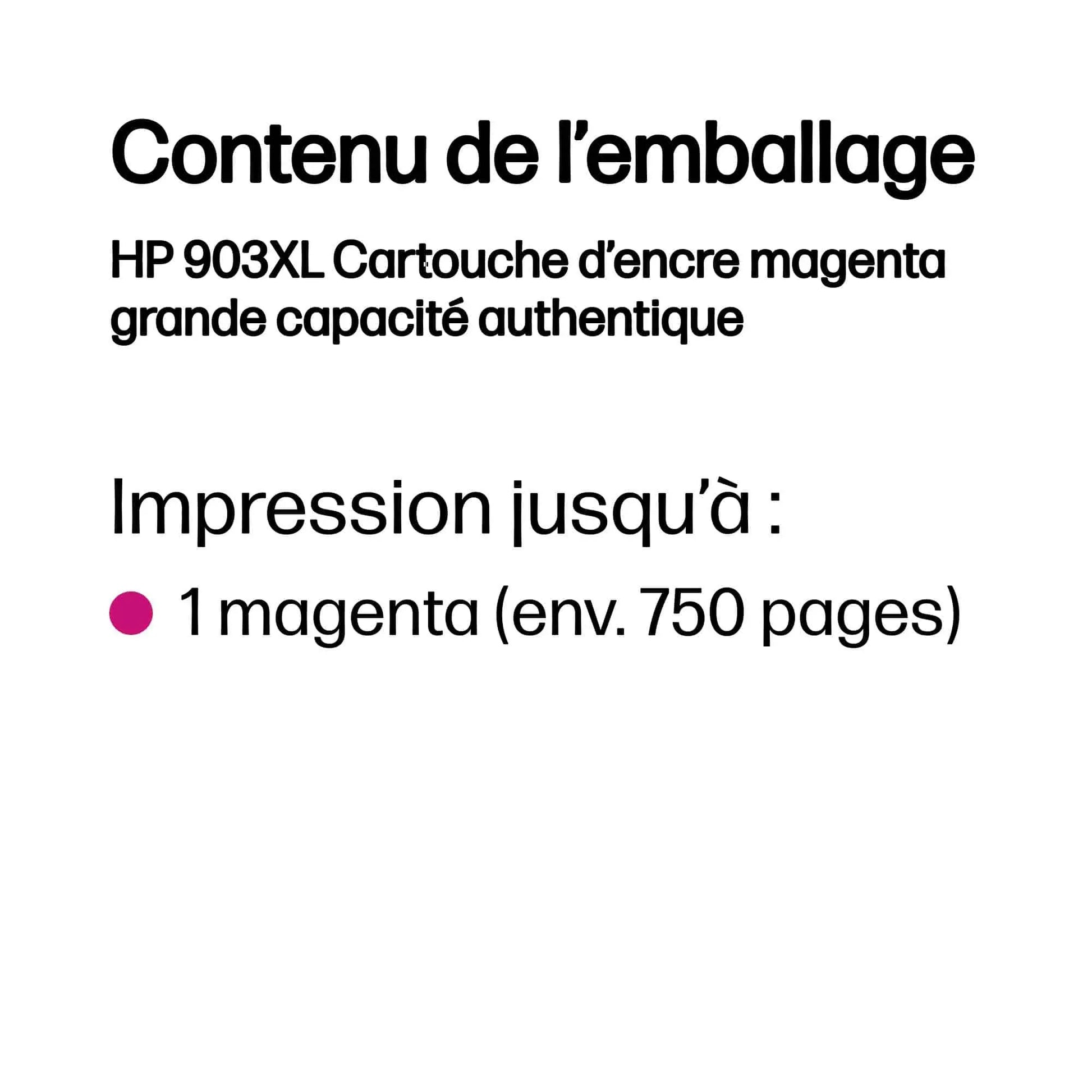 HP 903XL Magenta – Cartouche d’encre grande capacité HP d’origine (T6M07AE) Connecto.ma