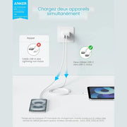 Chargeur mural Anker 20W (2 ports) — vue 3 — Connecto.ma