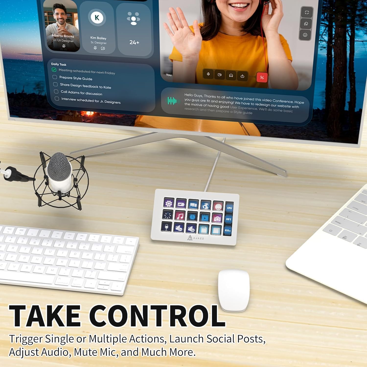 AJAZZ AKP153 – Stream Deck 15 Touches LCD avec Écran (Blanc)