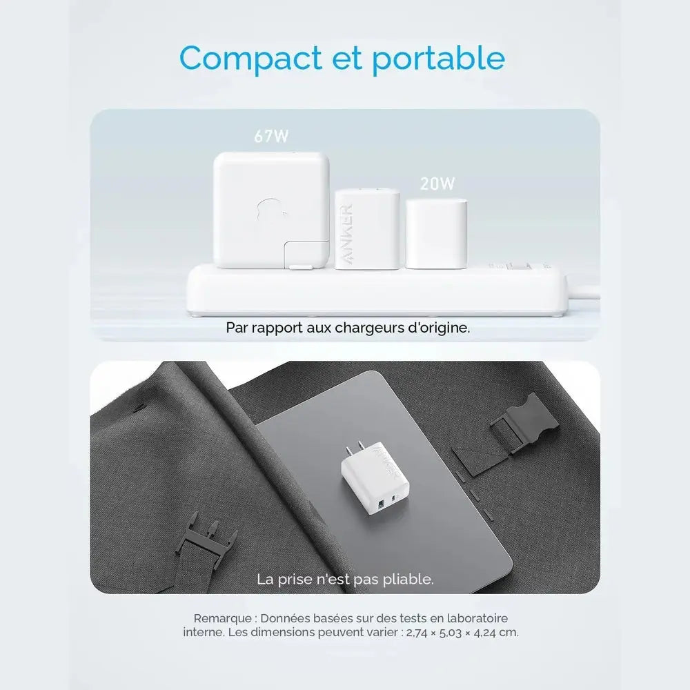 Chargeur mural Anker 20W (2 ports) — vue 6 — Connecto.ma