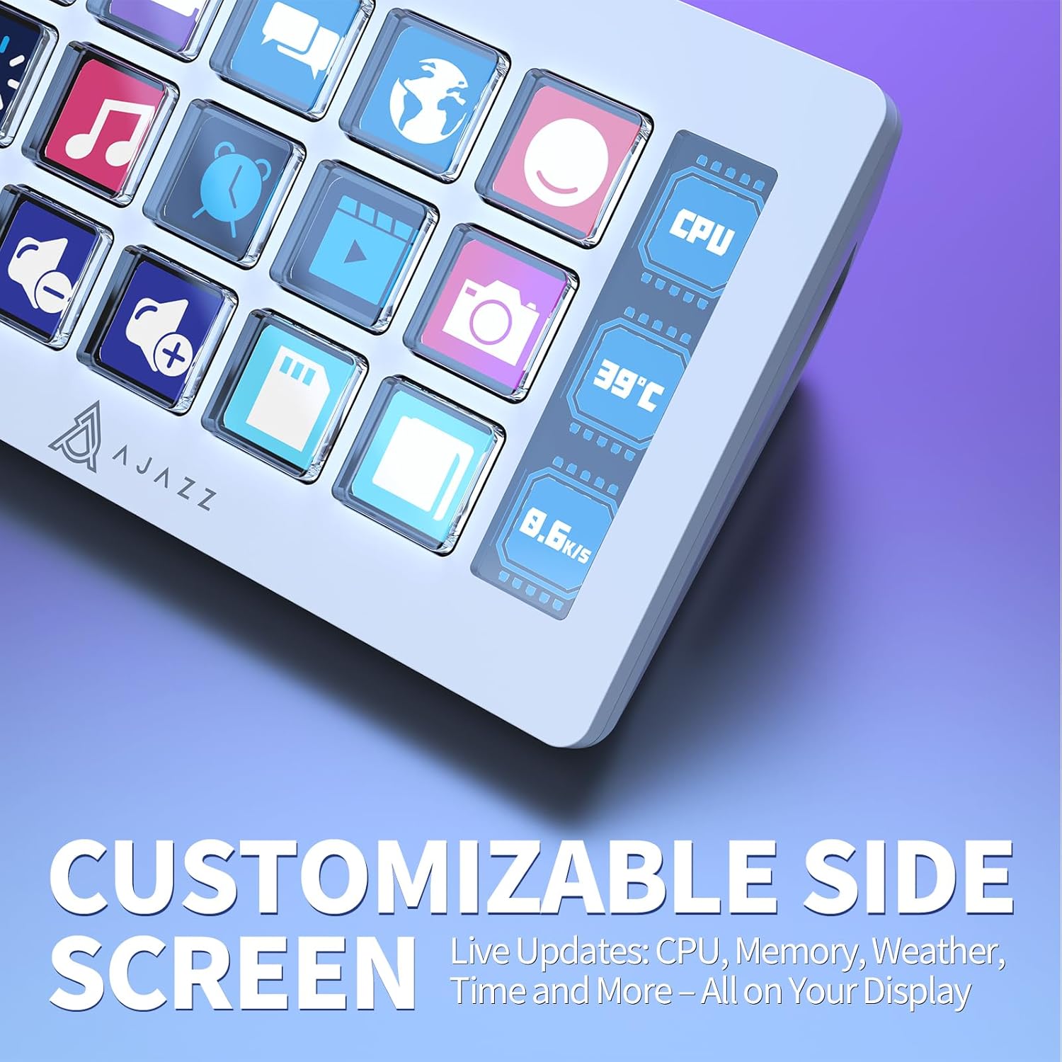 AJAZZ AKP153 – Stream Deck 15 Touches LCD avec Écran (Blanc)