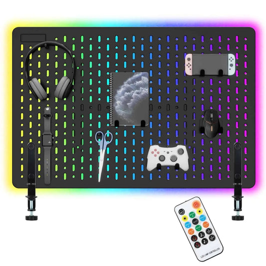 Pegboard Murale LED 56,5*37,5 cm – Organisation Polyvalente pour Maison, Bureau et Gaming (Noir) Connecto.ma