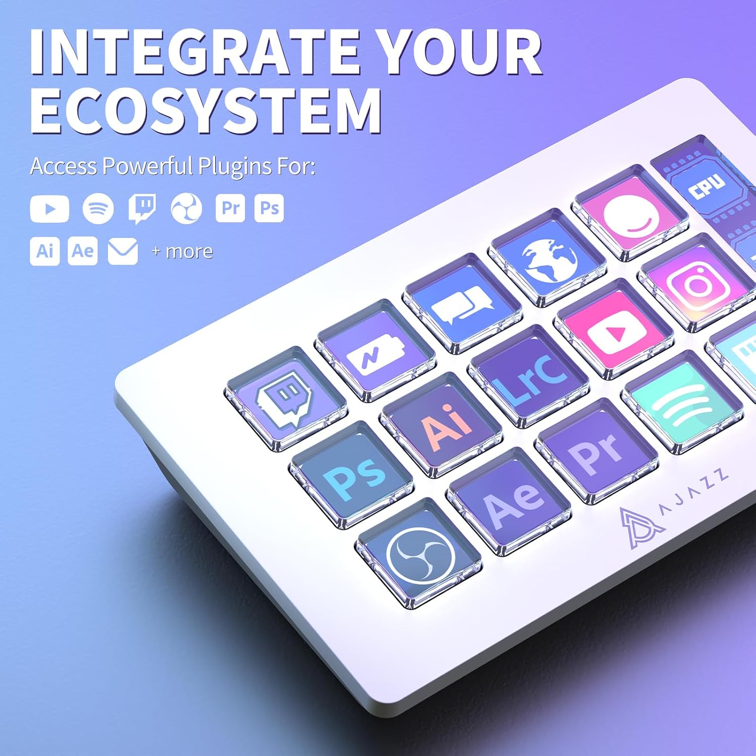 AJAZZ AKP153 – Stream Deck 15 Touches LCD avec Écran (Blanc)