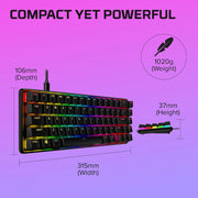 HyperX Alloy Origins 65 - Mechanical Gaming Keyboard - HX Aqua (US Layout) — vue 9 — Connecto.ma
