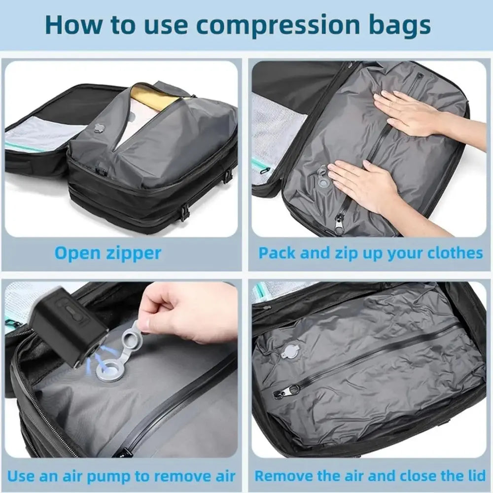 Sac à Dos de voyage sous vide Étanche RZTX–45L, Antivol, Sac Sous Vide & Ventouse Puissante — vue 5 — Connecto.ma