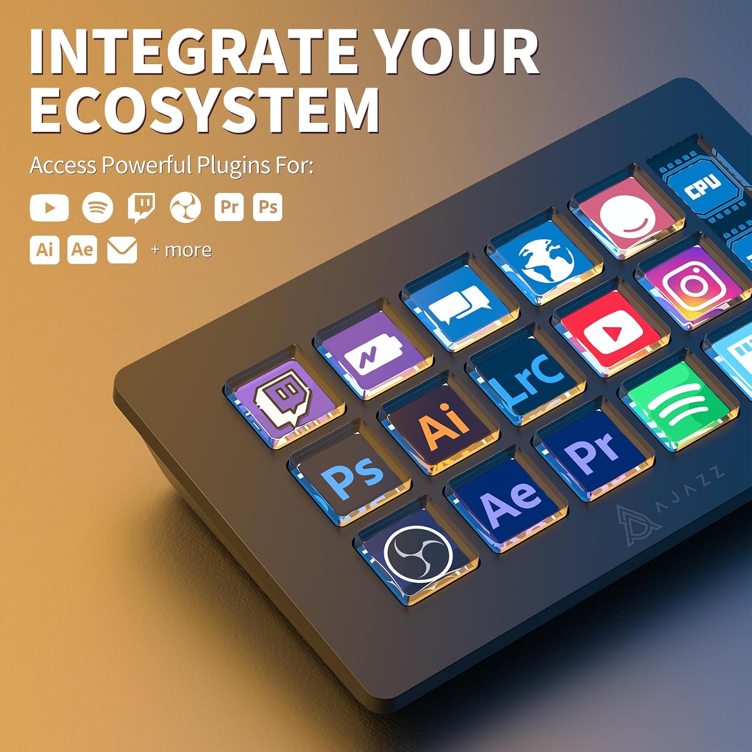AJAZZ AKP153 Stream Deck 15 Touches LCD Noir — écran latéral — Connecto.ma