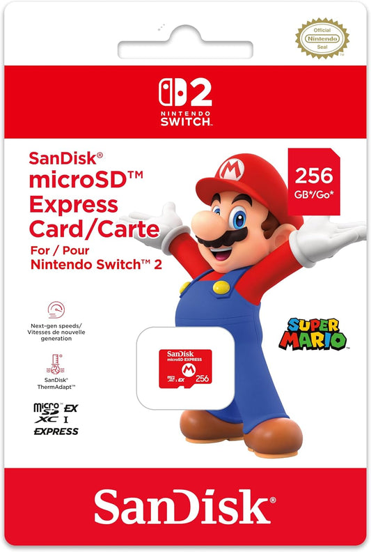 Carte microSD Express SanDisk 256 Go pour Nintendo Switch 2 – Super Mario