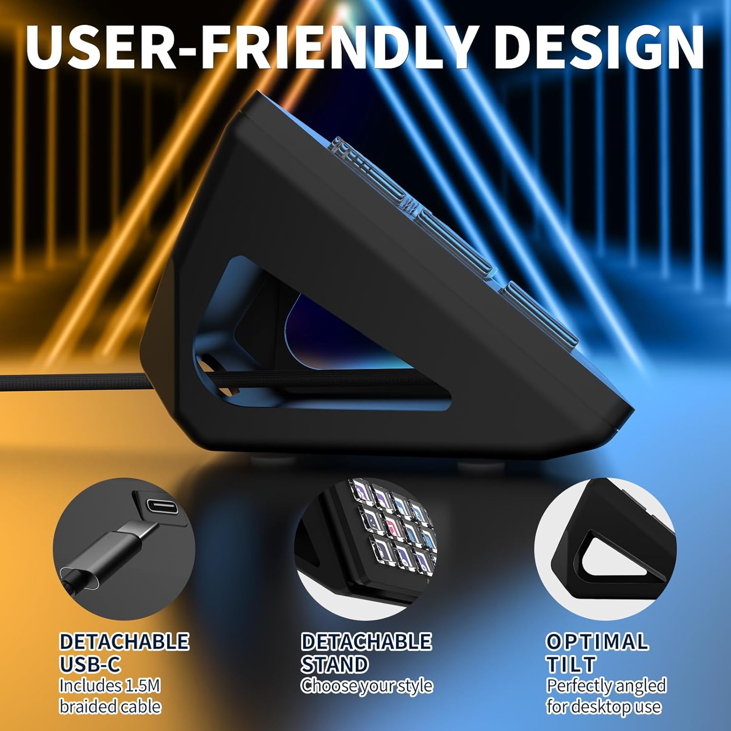 AJAZZ AKP153 Stream Deck 15 Touches LCD Noir — vue arrière — Connecto.ma
