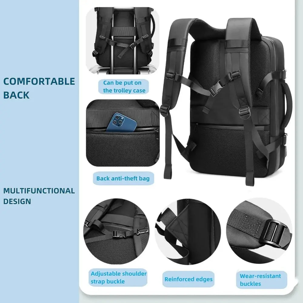 Sac à Dos de voyage sous vide Étanche RZTX–45L, Antivol, Sac Sous Vide & Ventouse Puissante — vue 3 — Connecto.ma