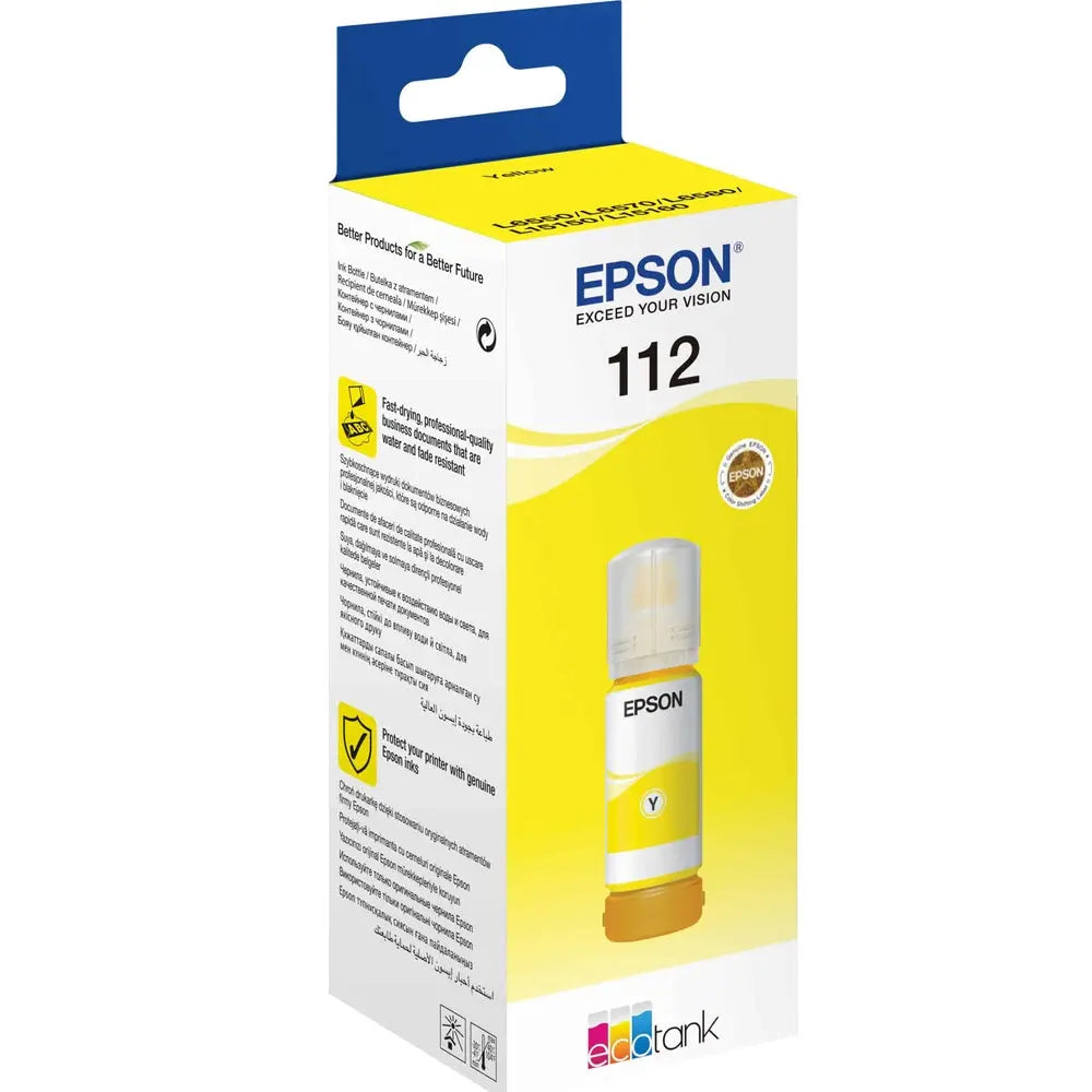 Bouteille d'encre EPSON 112 YELLOW – EcoTank d'origine — vue 3 — Connecto.ma