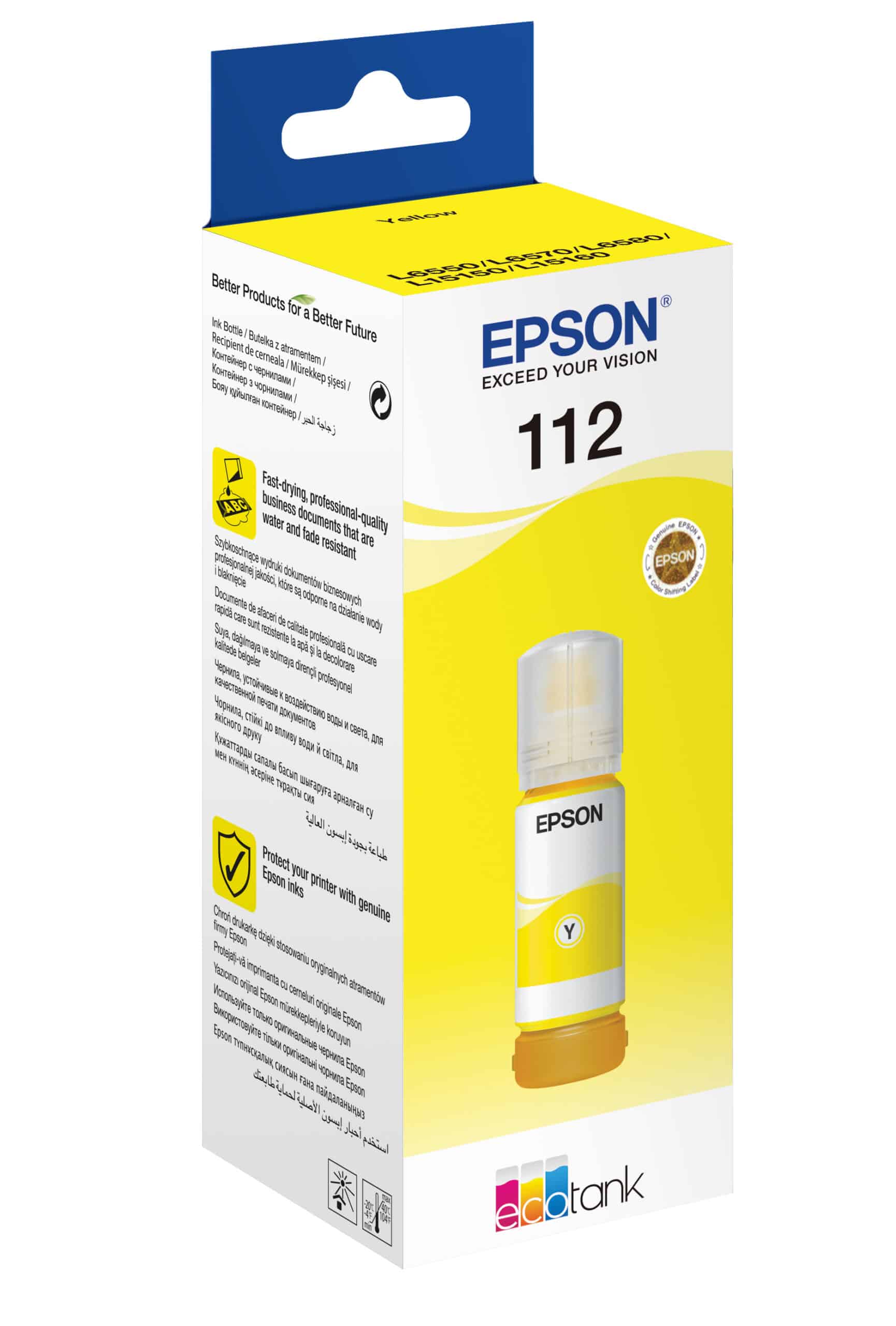 Bouteille d’encre Epson EcoTank 112 – Jaune (C13T06C44A) Epson