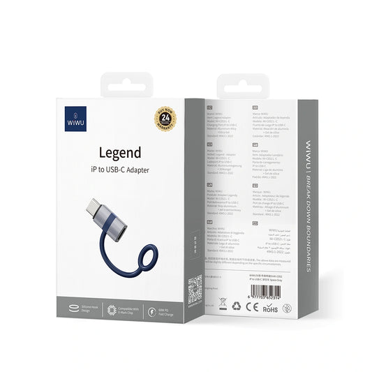 Adaptateur Lightning vers USB-C WiWU Wi-C052 – Charge rapide PD iPhone iPad | Meilleur prix Maroc | Connecto.ma