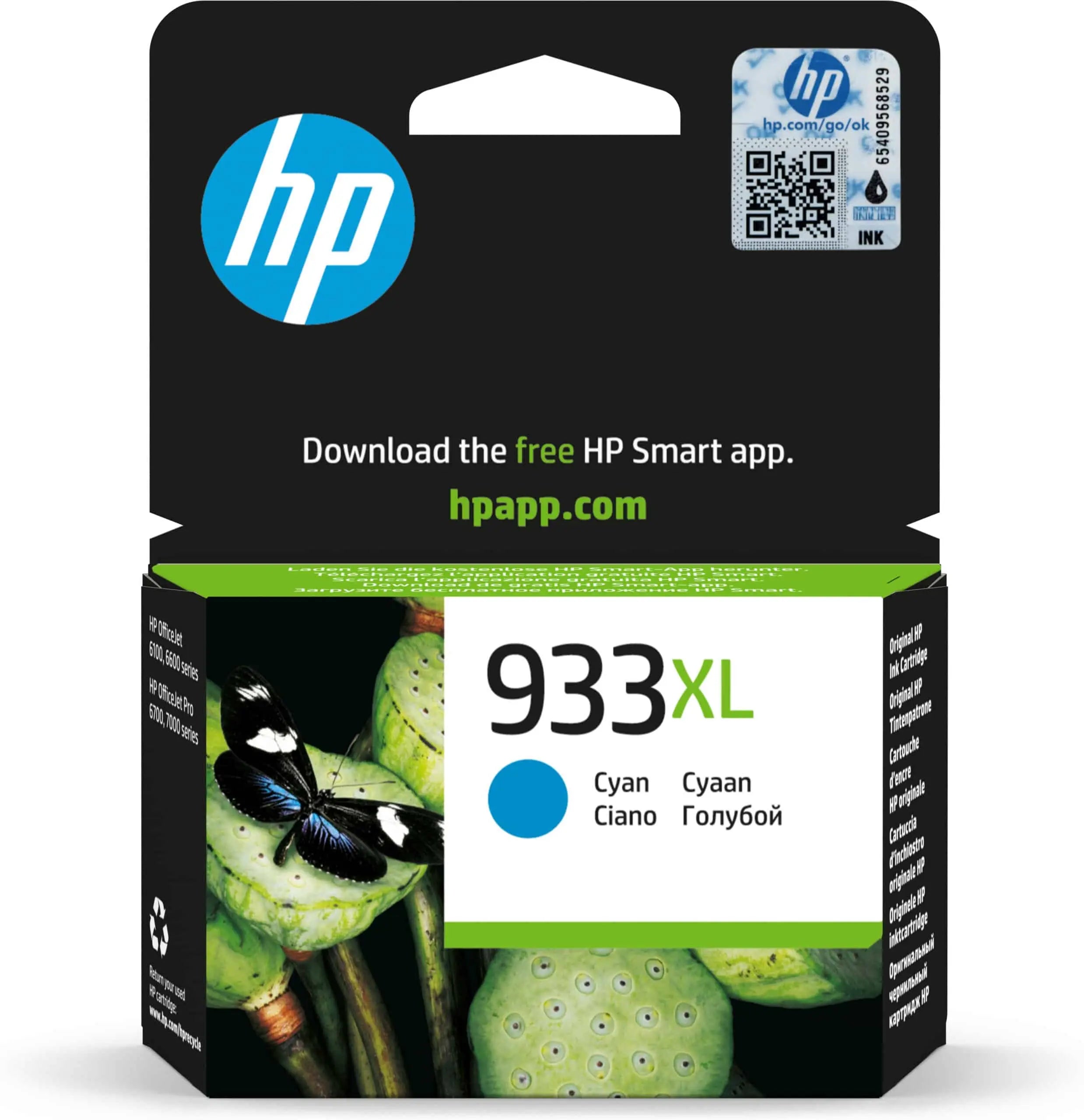 HP 933XL Cyan – Cartouche d’encre grande capacité HP d’origine (CN054AE) Connecto.ma
