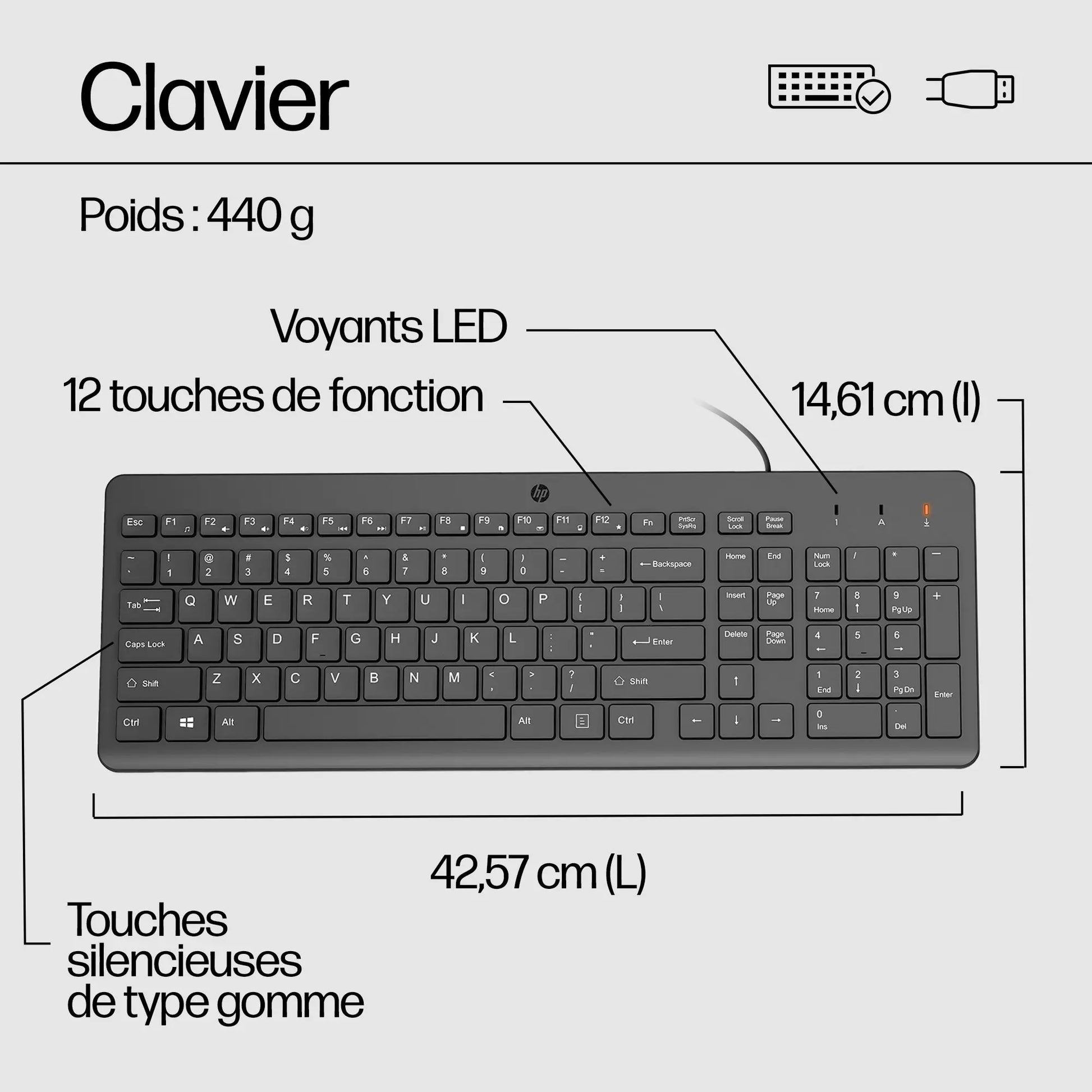 Souris et clavier filaires HP 150 (240J7AA) Connecto.ma