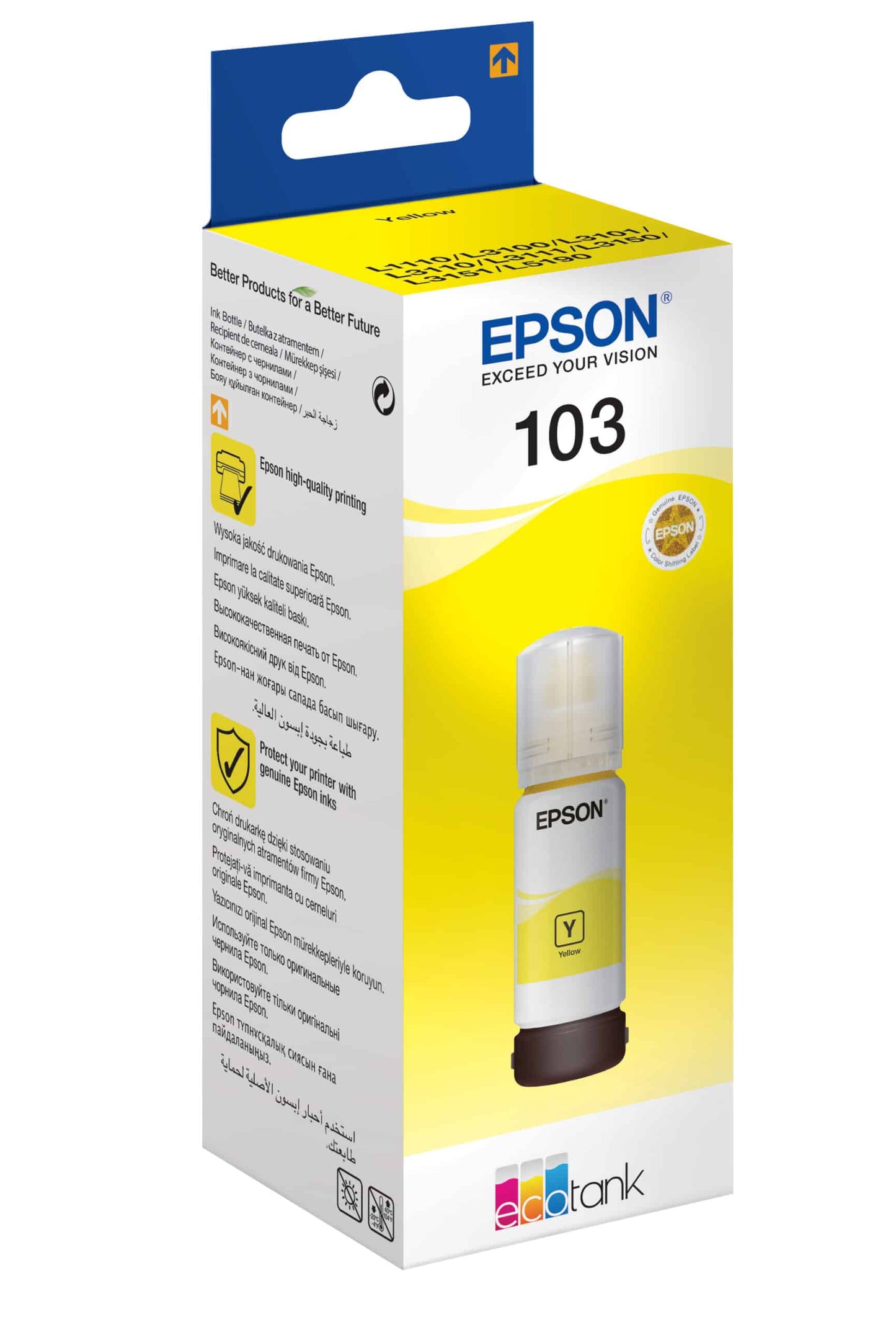 Epson 103 Jaune – Bouteille d’encre Epson EcoTank d’origine (C13T00S44A) Connecto.ma