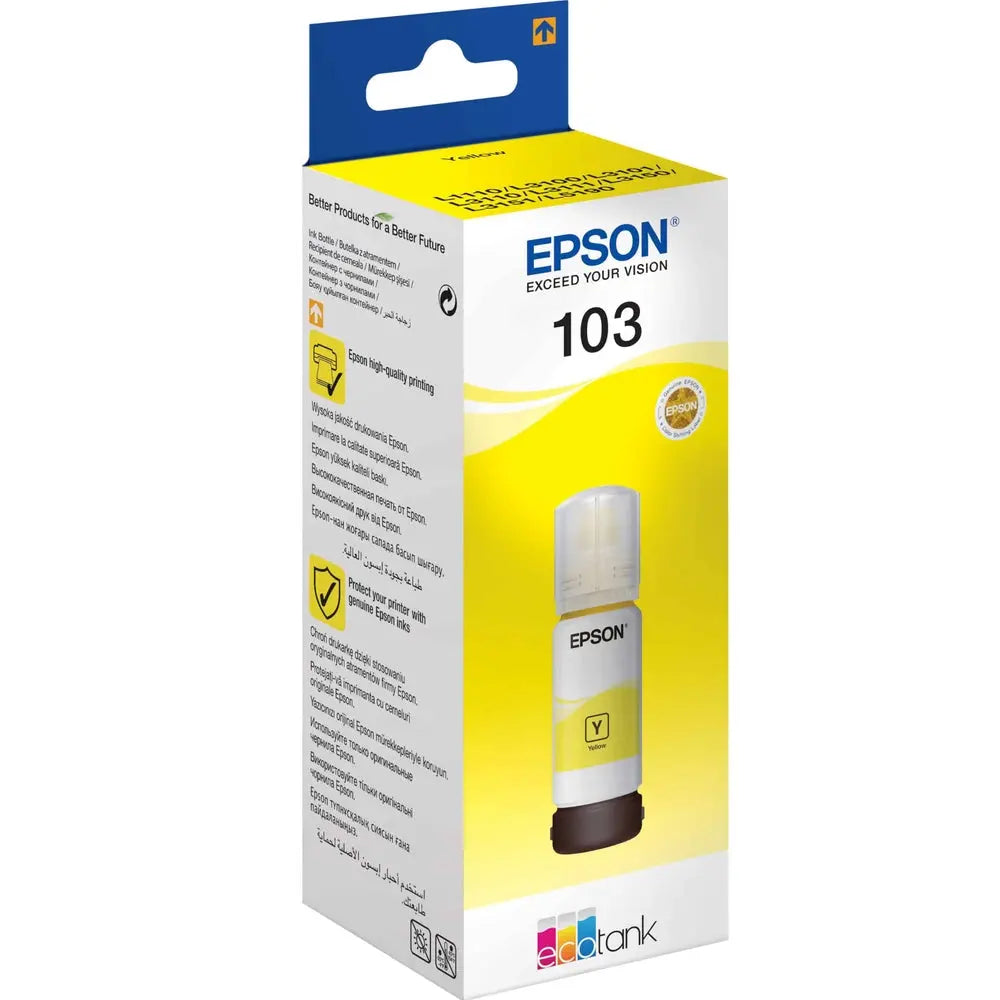 Epson 103 Jaune – Bouteille d’encre Epson EcoTank d’origine — vue 3 — Connecto.ma