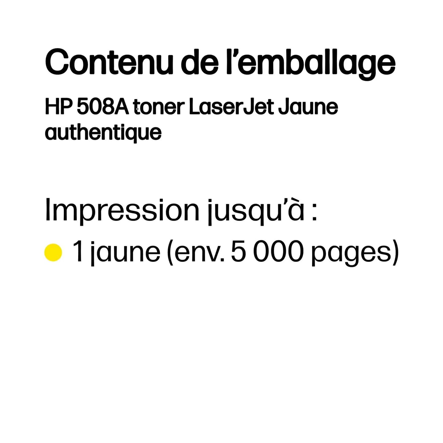 Toner HP 508A toner LaserJet authentique – Jaune (CF362A) Hewlett Packard