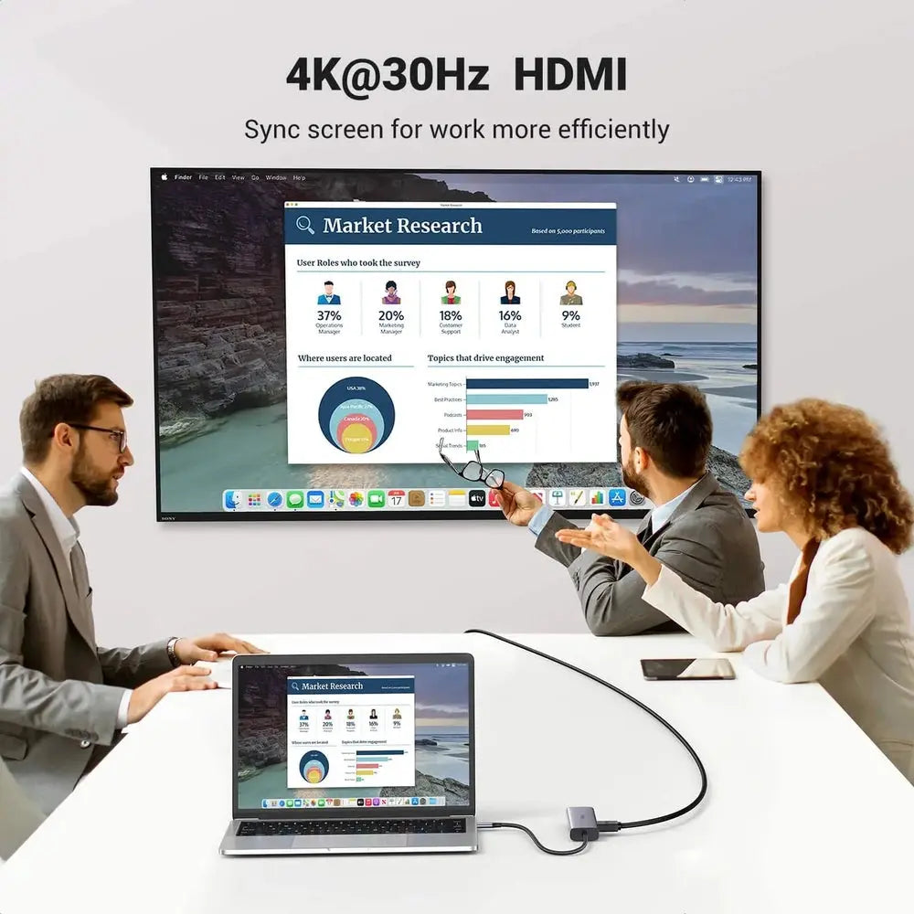 Ugreen USB-C Hub 7 en 1 avec HDMI 4K 60 Hz — vue 3 — Connecto.ma