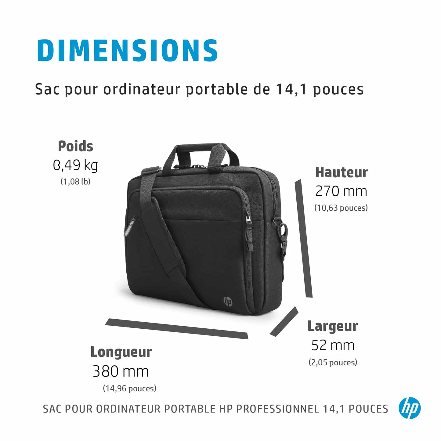 Sacoche Professionel HP 14.1  » pour ordinateur portable – Noir (500S8AA) Hewlett Packard