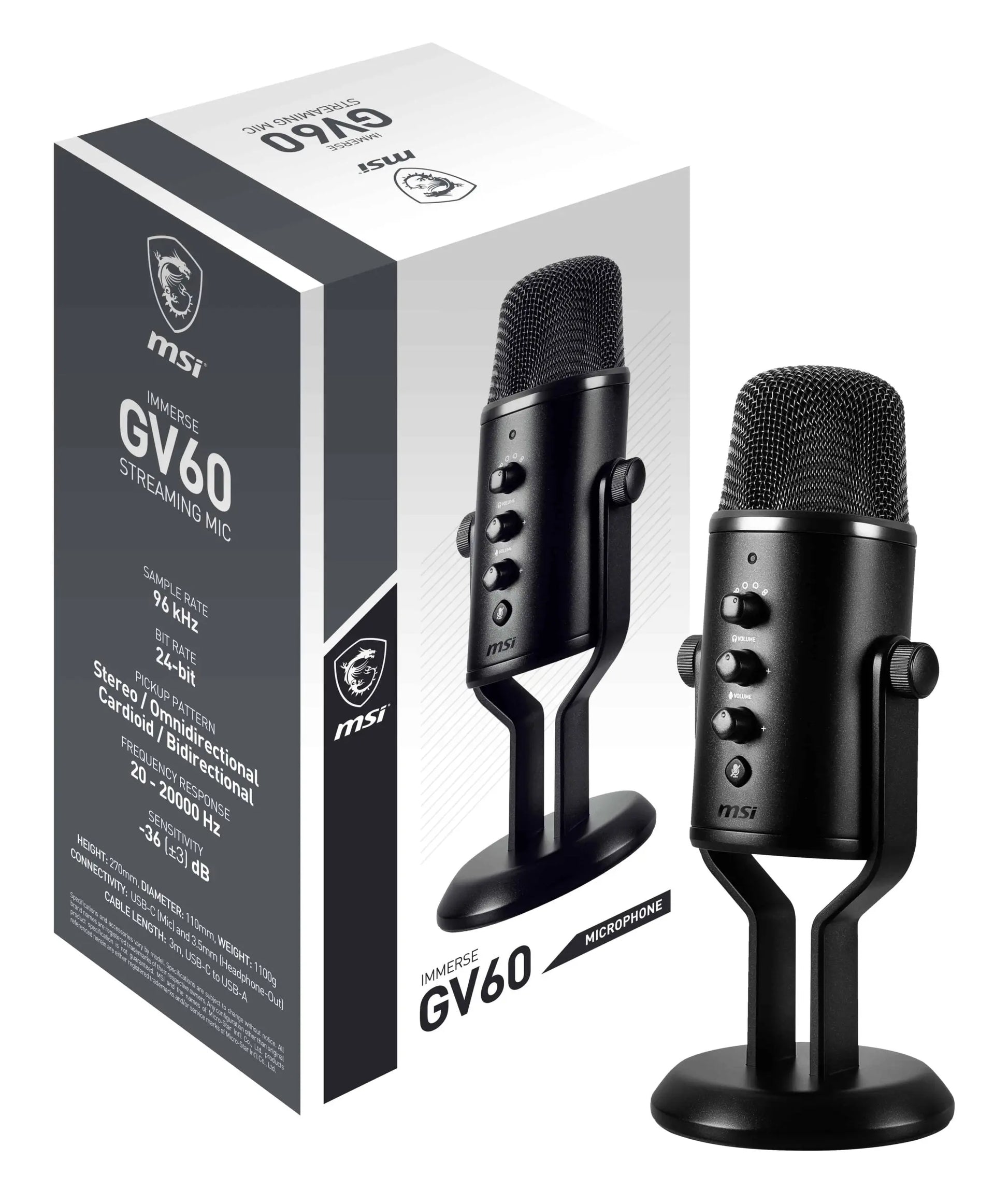 Microphone USB MSI Immerse GV60 – Noir (MSI_OS3-XXXX031-000) MSI