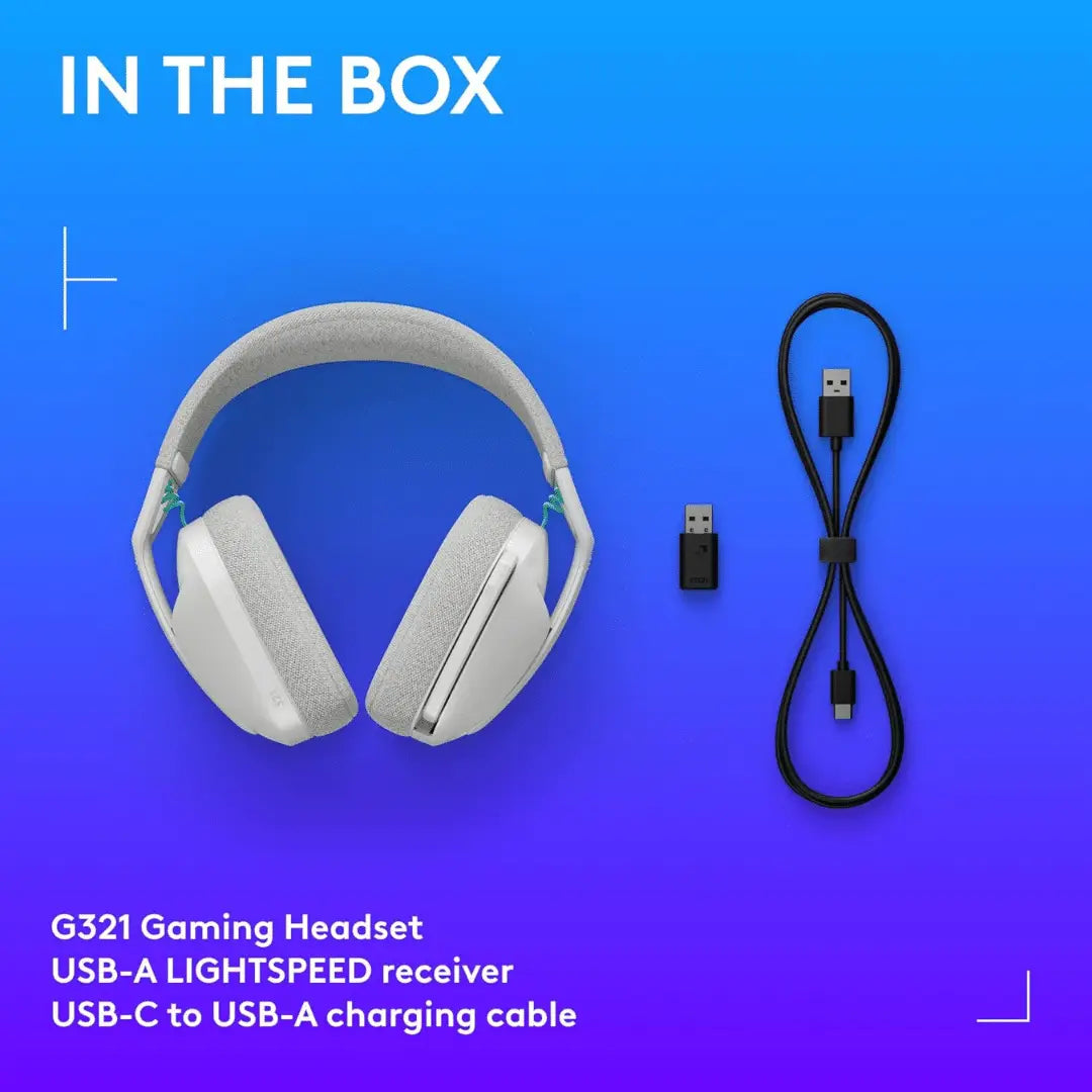 Logitech G321 LIGHTSPEED Wireless Bluetooth Gaming Headset – Blanc — vue 10 — Connecto.ma