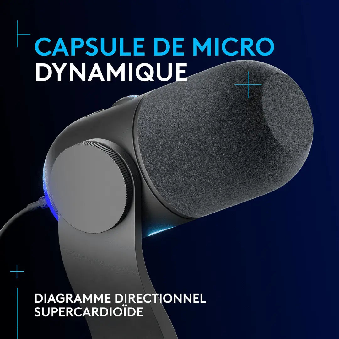 Logitech G Yeti GX Microphone Gaming RVB Dynamique avec LIGHTSYNC — vue 2 — Connecto.ma