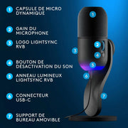 Logitech G Yeti GX Microphone Gaming RVB Dynamique avec LIGHTSYNC — vue 7 — Connecto.ma