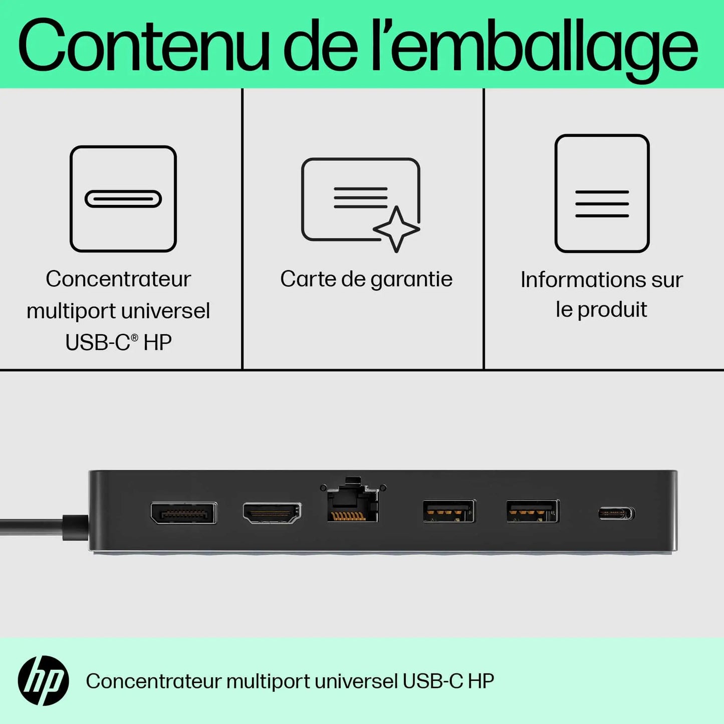 Concentrateur multiport USB-C universel HP (50H98AA) Connecto.ma