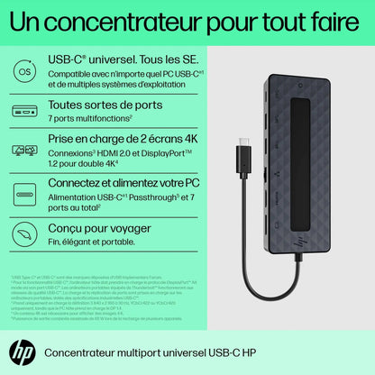 Concentrateur multiport USB-C universel HP (50H98AA) Connecto.ma