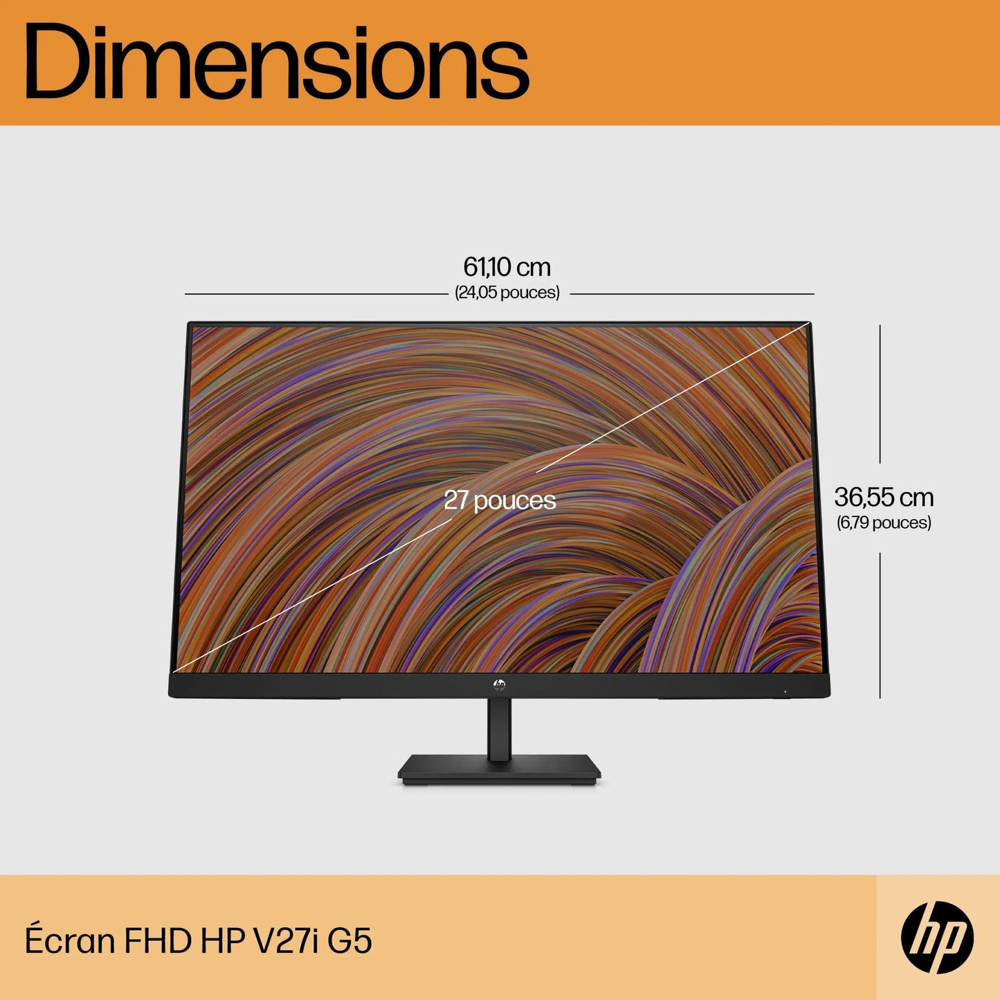 Ecran Moniteur 27? Full HD HP V27i G5 (65P64AS) Hewlett Packard