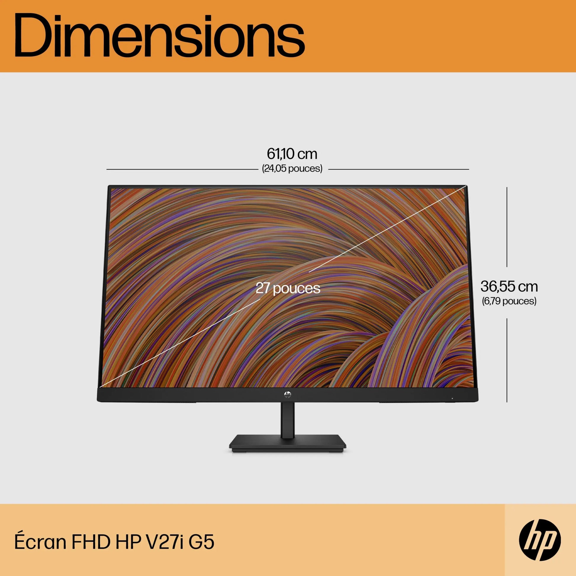 Ecran Moniteur 27? Full HD HP V27i G5 (65P64AS) Hewlett Packard