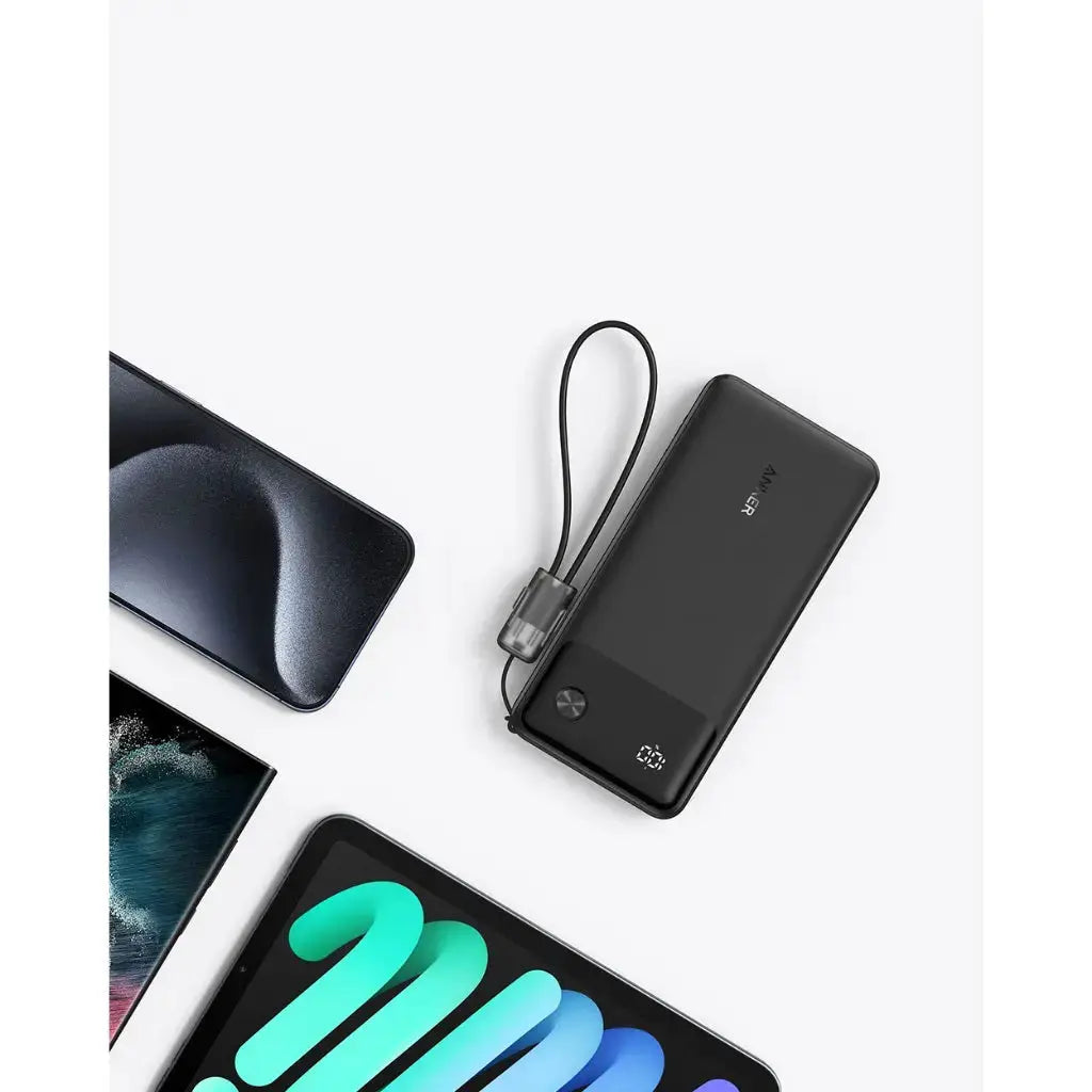 Chargeur portable Anker Power Bank Powercore 10000mAh 22,5W avec câble USB C A1388 - Connecto.ma