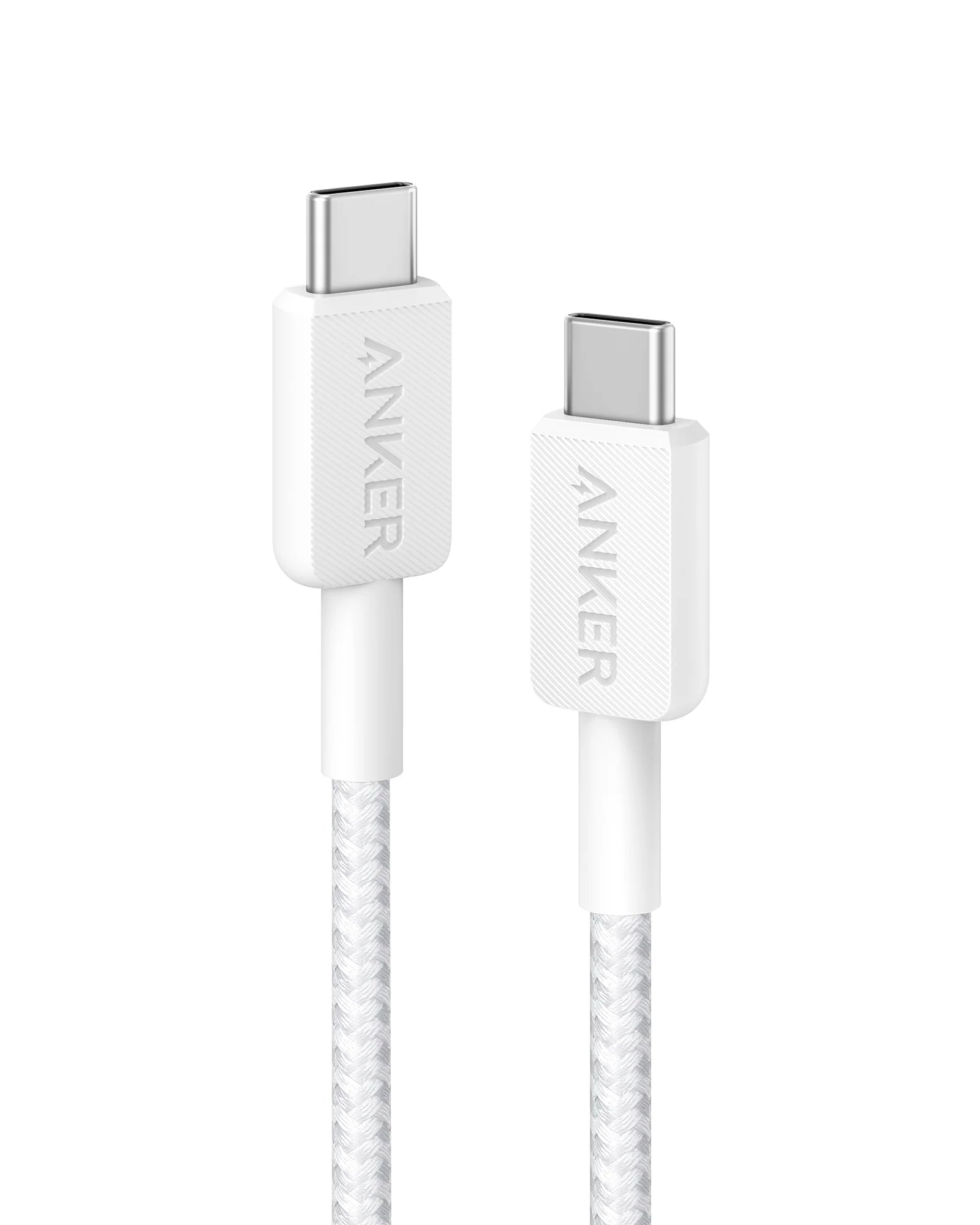 Câble Anker 322 PowerLine USB-C vers USB-C 60W 1,8 m Tressé Blanc – Charge Rapide au Maroc