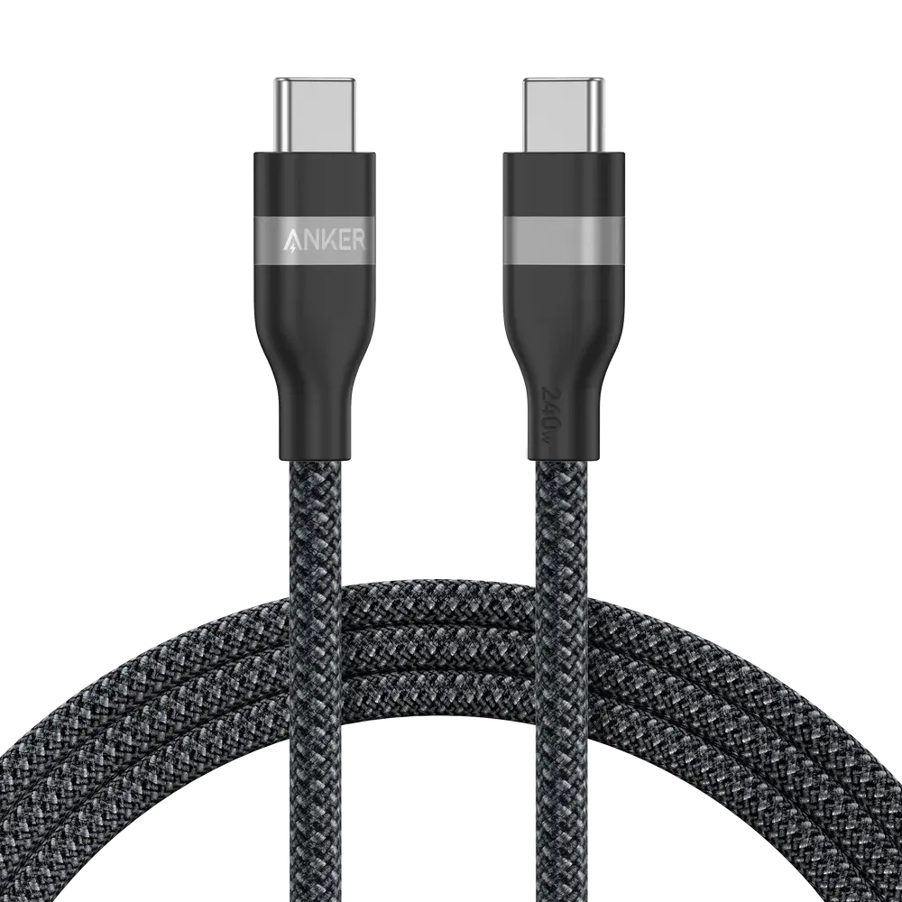 Câble Anker USB-C Tressé Écologique – Charge Rapide & Haute Compatibilité (Noir) — Connecto.ma