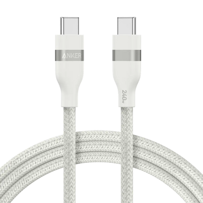 Câble Anker USB-C Tressé Écologique – Charge Rapide & Haute Compatibilité (Blanc) — Connecto.ma