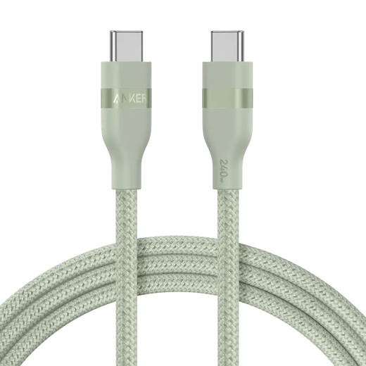Câble Anker USB-C Tressé Écologique 183 cm  – Charge Rapide & Haute Compatibilité (VERT)