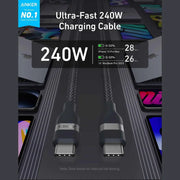 Câble Anker USB-C Tressé Écologique – Charge Rapide & Haute Compatibilité (Blanc) — vue 4 — Connecto.ma