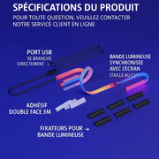 Bande Lumineuse RGB pour PC – Synchronisation Écran — vue 3 — Connecto.ma