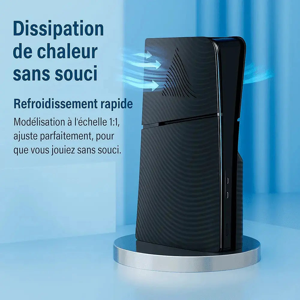 Capot de Protection pour PS5 Playstation Noir–Design Futuriste & Refroidissement Optimisé — vue 3 — Connecto.ma