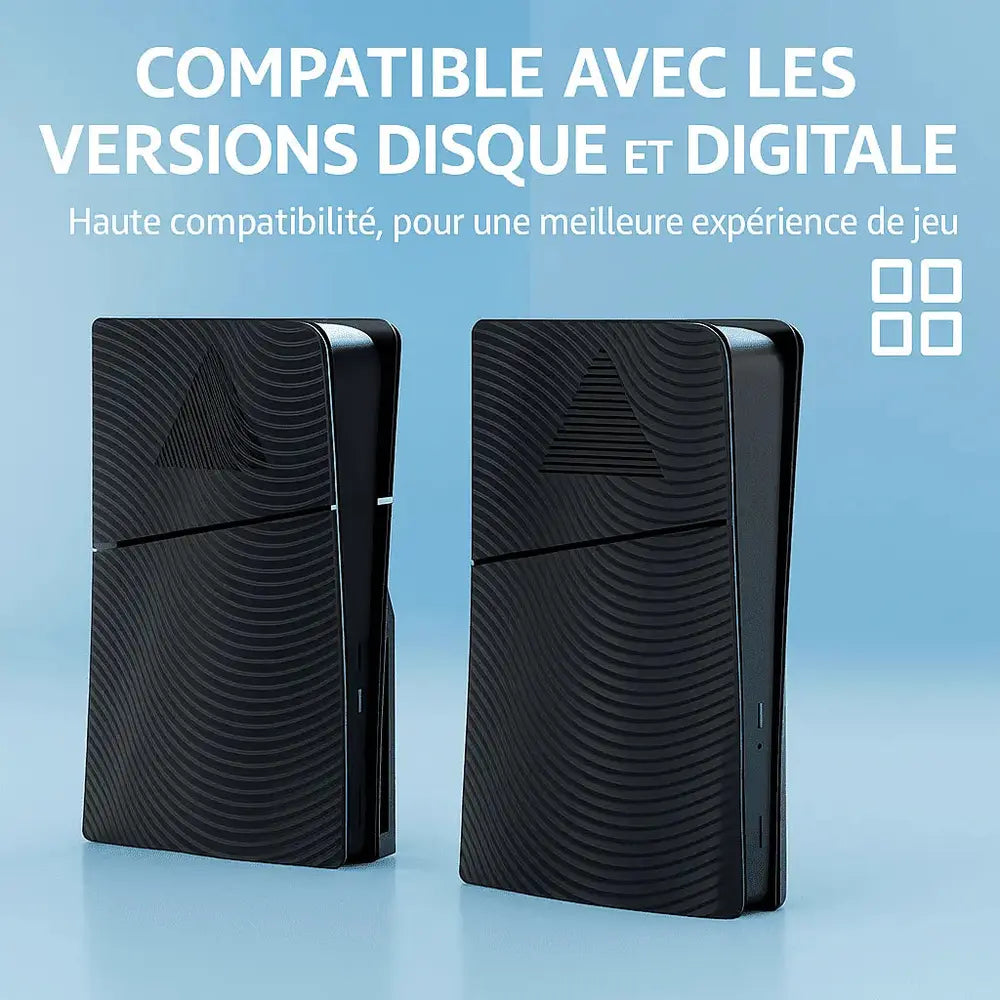 Capot de Protection pour PS5 Playstation Noir–Design Futuriste & Refroidissement Optimisé — vue 4 — Connecto.ma