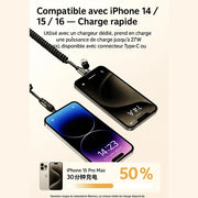 Câble de Charge Spirale 240W 4-en-1 – USB-C, Lightning, PD (Beige) — vue 3 — Connecto.ma