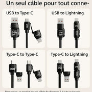 Câble de Charge Spirale 240W 4-en-1 – USB-C, Lightning, PD (Beige) — vue 2 — Connecto.ma