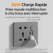 Prise Murale 20W avec Charge Rapide USB-C & USB-A — vue 3 — Connecto.ma