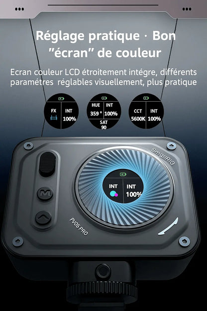 SmallRig Vibe P108 Pro – Mini Lumière Vidéo LED RGBWW 5W | Écran LCD & Effets Spéciaux Connecto.ma