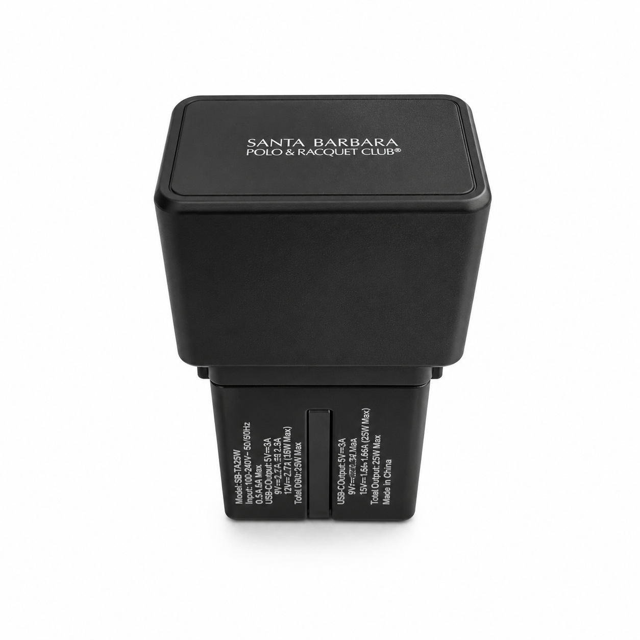 Adaptateur de Voyage SANTA BARBARA 25W (Noir) – Travel Adapter PD PPS QC avec USB-C & USB-A