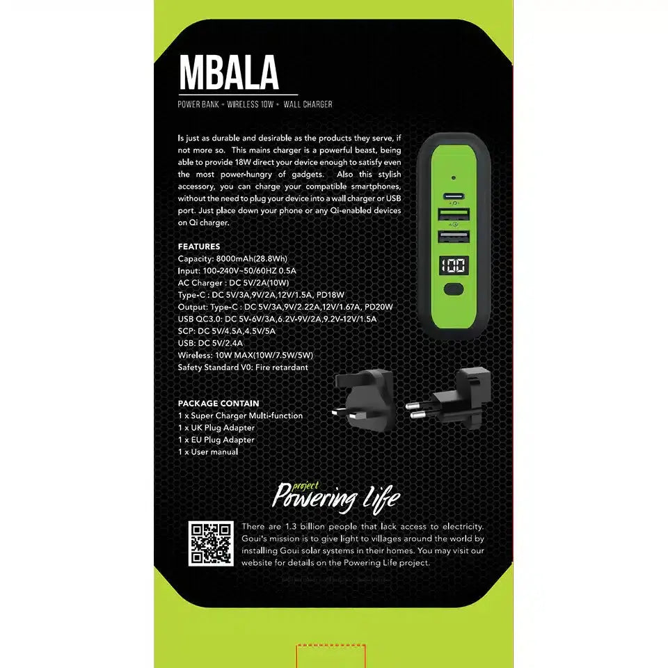 Chargeur Sans Fil +Powerbank Goui Mbala – 8000 mAh Qi + Chargeur mural (G-KITWIRELESS)