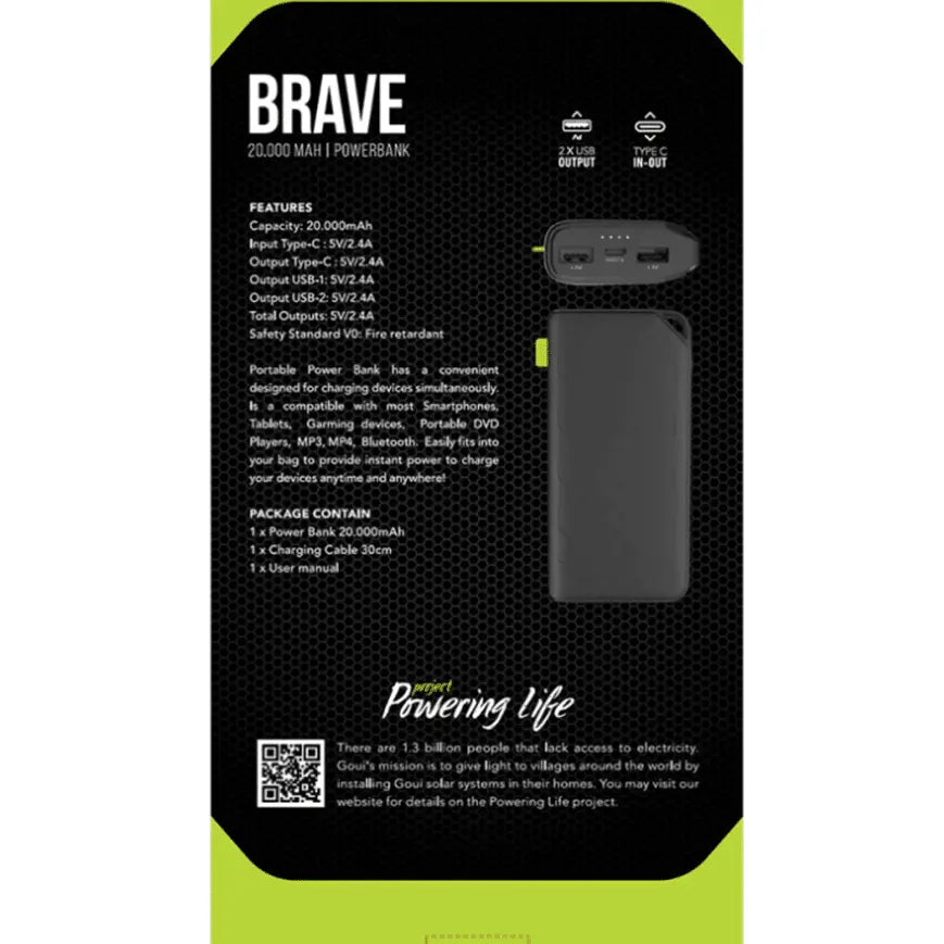 PowerBank Goui Brave Plus 20000 mAh (G-EPB20P2-3A-K) Connecto.ma