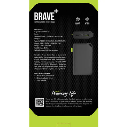 PowerBank Goui – Brave Plus de 10000 mAh 20W (G-EPB10P2-3A-K) Connecto.ma