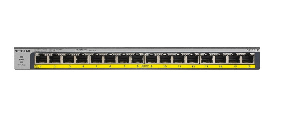 Switch NETGEAR GS116LP 16 ports PoE+ 76W — ports RJ45 — Maroc